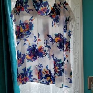 Floral Chiffon Blouse in Blue and Purple